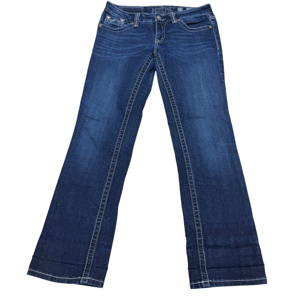 Miss Me Easy Capri Blue Jean Women's Stretch Denim Embellished Pocket, Size 29